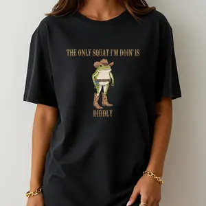Funny Cowboy Frog Shirt Western Humor The Only Squat I'm Doin Is Diddly Lazy Gym Shirt Diddly SquatTee Gift for Men Women Riders