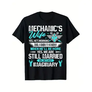 t shirt meme Funny Mechanic Wife Auto Mechanic T-Shirt for Men & Women - 100% Cotton Casual Short Sleeve Shirt with Funny Mechanic's Wife Saying, S-XXXL Sizes, Unisex Fit for Car Enthusiasts & Auto Shop Apparel, PLUS SIZE