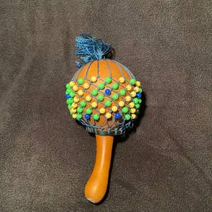 Handcrafted African Shakers - Green, Blue, Beige Compact Hand Percussion Instruments with Melodious Tones for Versatile Playing in Musical Performances