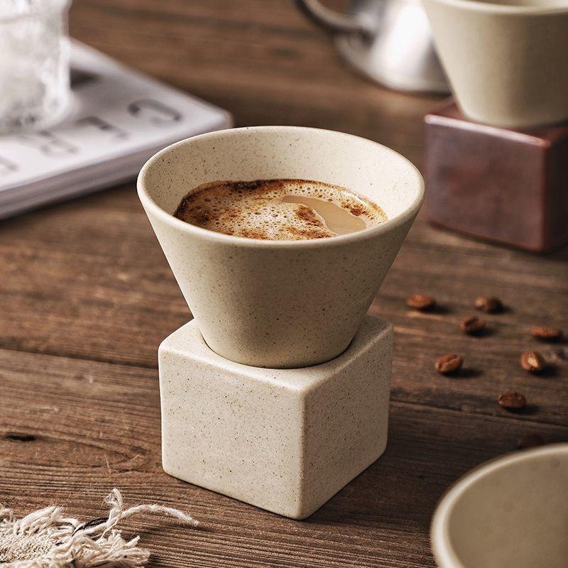 Vintage Afternoon Tea Stoneware Coffee Cup Funnel Cup INS Style Ceramic with Design Sense for Tea and Coffee Enthusiasts