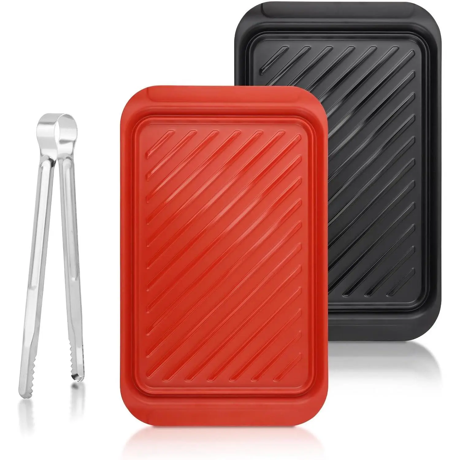 2PCS Grilling Prep and Serve Trays,BBQ Platter for Ra-w Meat Marinating and Finished Cooked Food,Melamine Serving Trays for Marinating, Serving & Chopping,for Outdoor Party