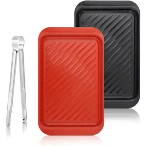 2PCS Grilling Prep and Serve Trays,BBQ Platter for Ra-w Meat Marinating and Finished Cooked Food,Melamine Serving Trays for Marinating, Serving & Chopping,for Outdoor Party
