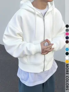Unisex Casual Streetwear Hooded Zipper Sweatshirt, Fall Winter Basic Plain Color, Y2K Fashion, Sports Gym Outdoor School