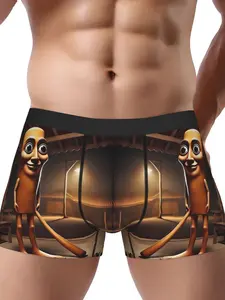 Tung Brainrotware Fashion Men's Printed Boxer Briefs, Daily Casual Underwear, Everyday Comfort
