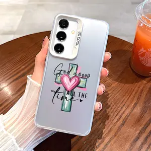 God is Good & Cross Heart Pattern Phone Case with Hard Back & Soft Edge Drop Protection Cover for SAMSUNG S21 S22 S23 S24 S25 S26 Plus S22Ultra S23Ultra S24Ultra S23FE S25ultra S26ultra