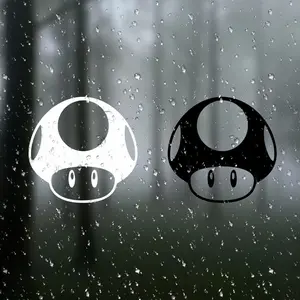 Mario Brothers Mushroom Vinyl Sticker Decal for Car Wall Window Door Laptop Luggage Furniture Bumper, Durable Adhesive Material