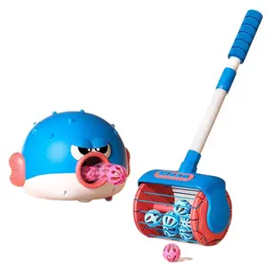 Not just a toy – a chasing game.Kids Electric Pufferfish Push-Along Bubble Blower Vacuum Toy with Launcher – Educational Gift