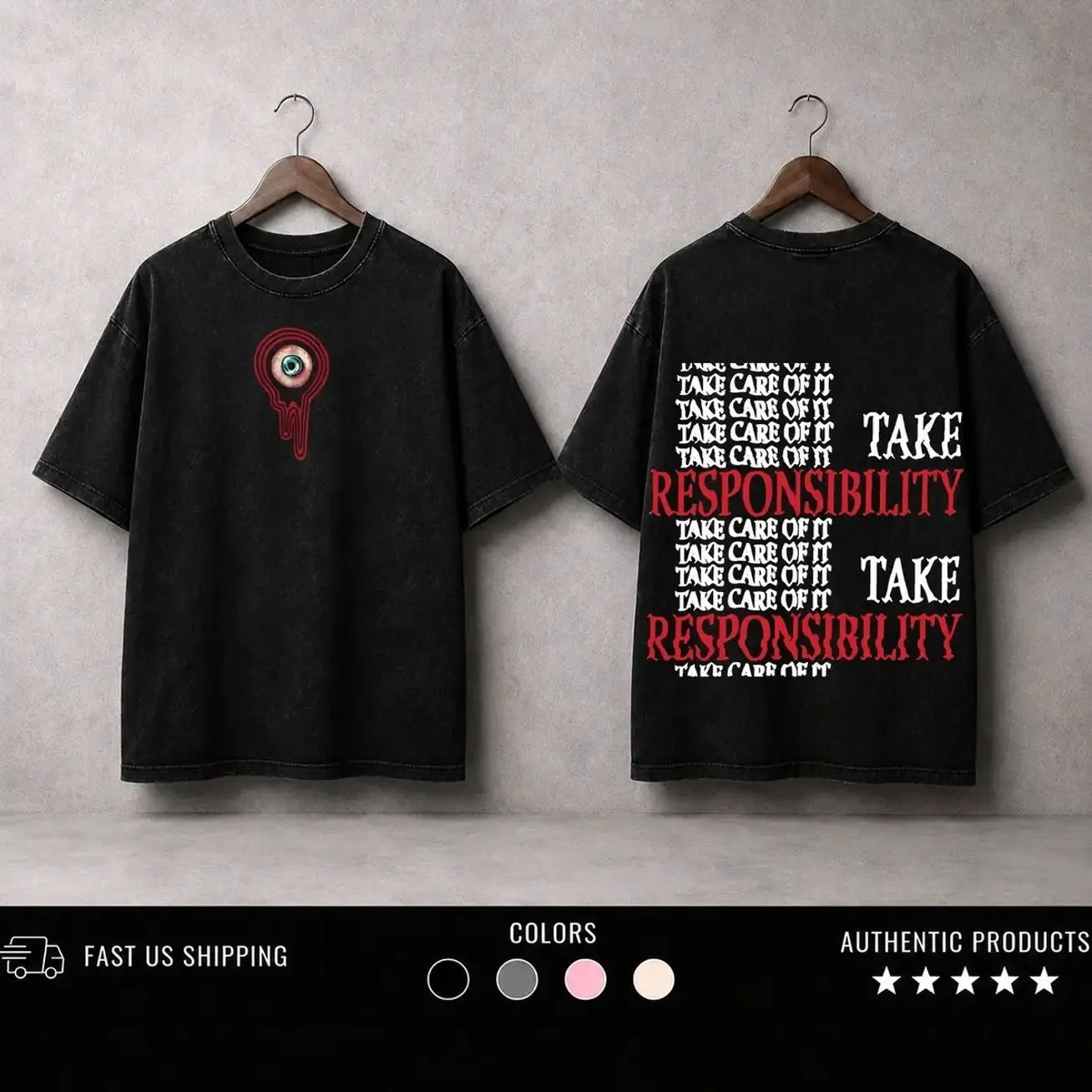 Mouthwashing Take Responsibility Horror Game 2 sided Printed Unisex  Washed TShirt,Sweatshirt, Hoodie Graphic Tee, Game Lover graphic tees game merch Cotton ZNE