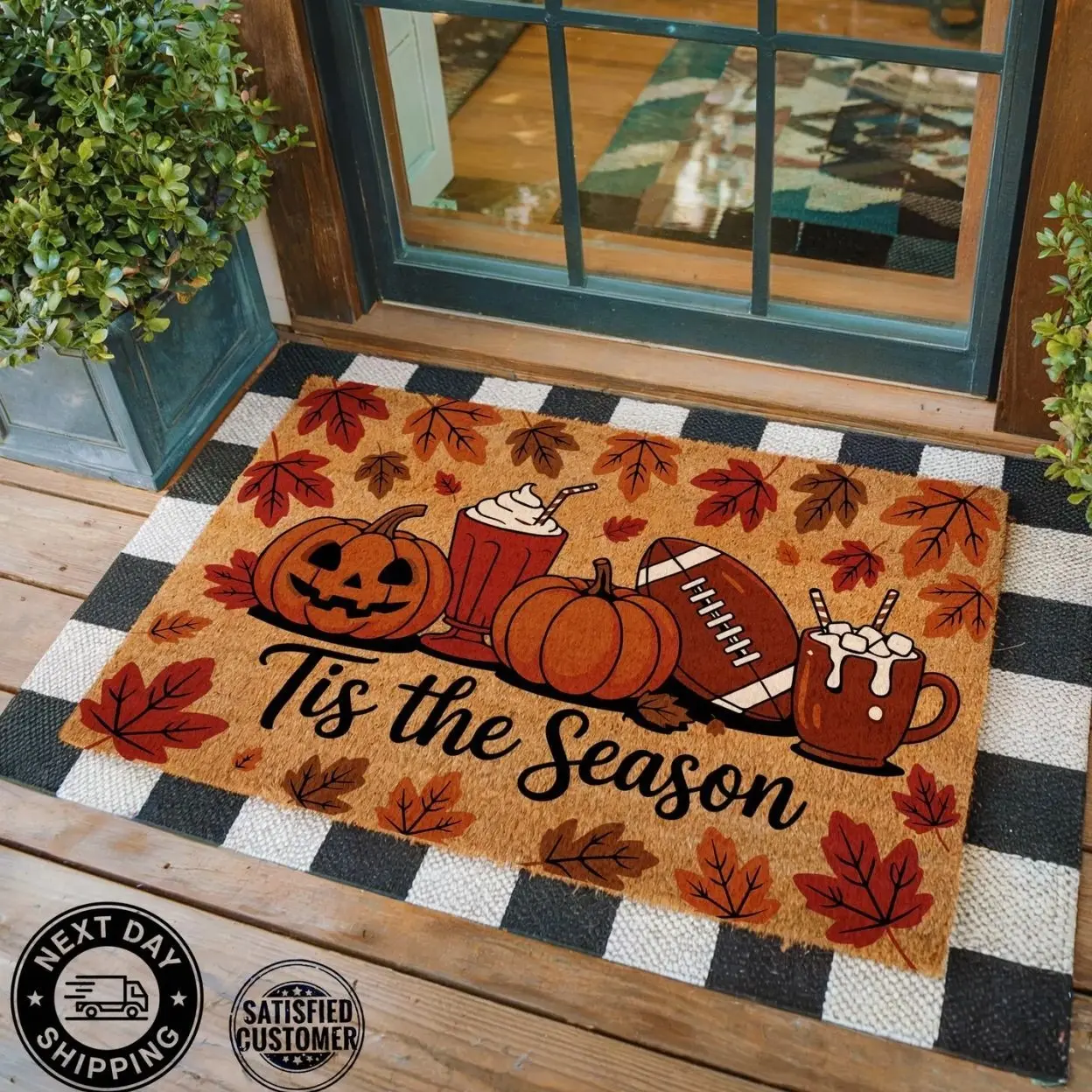 Tis The Season Doormat, Halloween Decor, Fall Decor, Coir Doormat, Halloween Gift, Pumpkin Doormat, Housewarming Gift, Fall Porch Decor