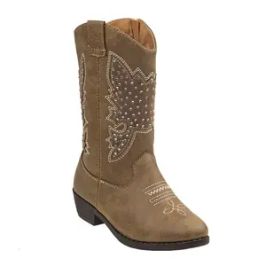 Kensie Girl Zip, Up Heel Cowgirl Boots, Taupe, 4