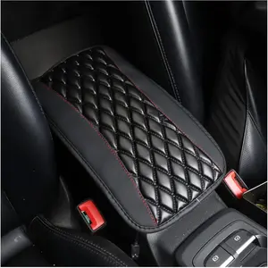 Car Center Console Pad-PU Leather Armrest Cushion, Waterproof & Anti-Scratch Interior Accessory, Universal for SUV/Truck/Car (Black)