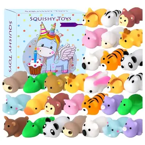 Christmas Gift 30 Pcs Squishies Mochi Toys, Mini Squishy Forest Animals Squeeze Stress Relief Toys Christmas Gift  Basket Stuffers Christmas Birthday for Kids