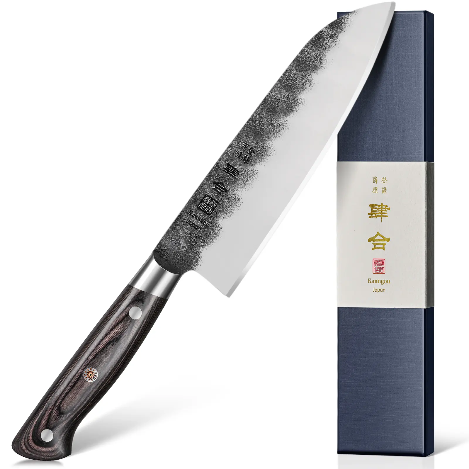 Pro Chef 7" Japanese Santoku Cutting Knife - AUS-8 Alloy Steel Ultra Sharp Forged Black Blade, Ergonomic Pakkawood Handle, Gift Box Included, Ideal for Meat Prep, Perfect for Birthday, Wedding, Thanksgiving, Housewarming Gifting, Curved Tip
