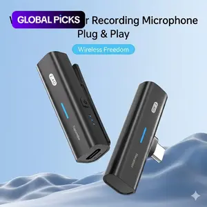 Wireless lavalier microphone; noise-cancelling microphone for audio recording; dual-input mobile audio recorder; ideal for TikTok and Vlogs; compatible with iPhone and Android; 2.4GHz plug-and-play; long-range operation with no frequency interference