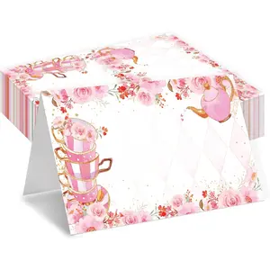 Garden Floral Tea Cup Table Place Cards Pink Name Cards For Birthday Baby Shower Girls Party Wedding Dinner Event 25 Cards Included