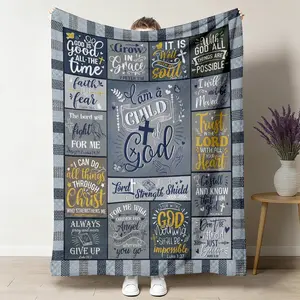 Classic Christian Faith Flannel Throw Blanket, 1-Count Breathable Plush Warm Blanket with Breathable Softness & Inspirational Texts, Multi-Size Decor for Home Sofa & Prayer Room Gift