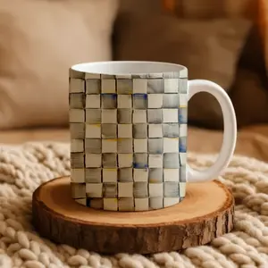 Mackenzie Childs Sterling Check Mug 11oz, 15oz mug