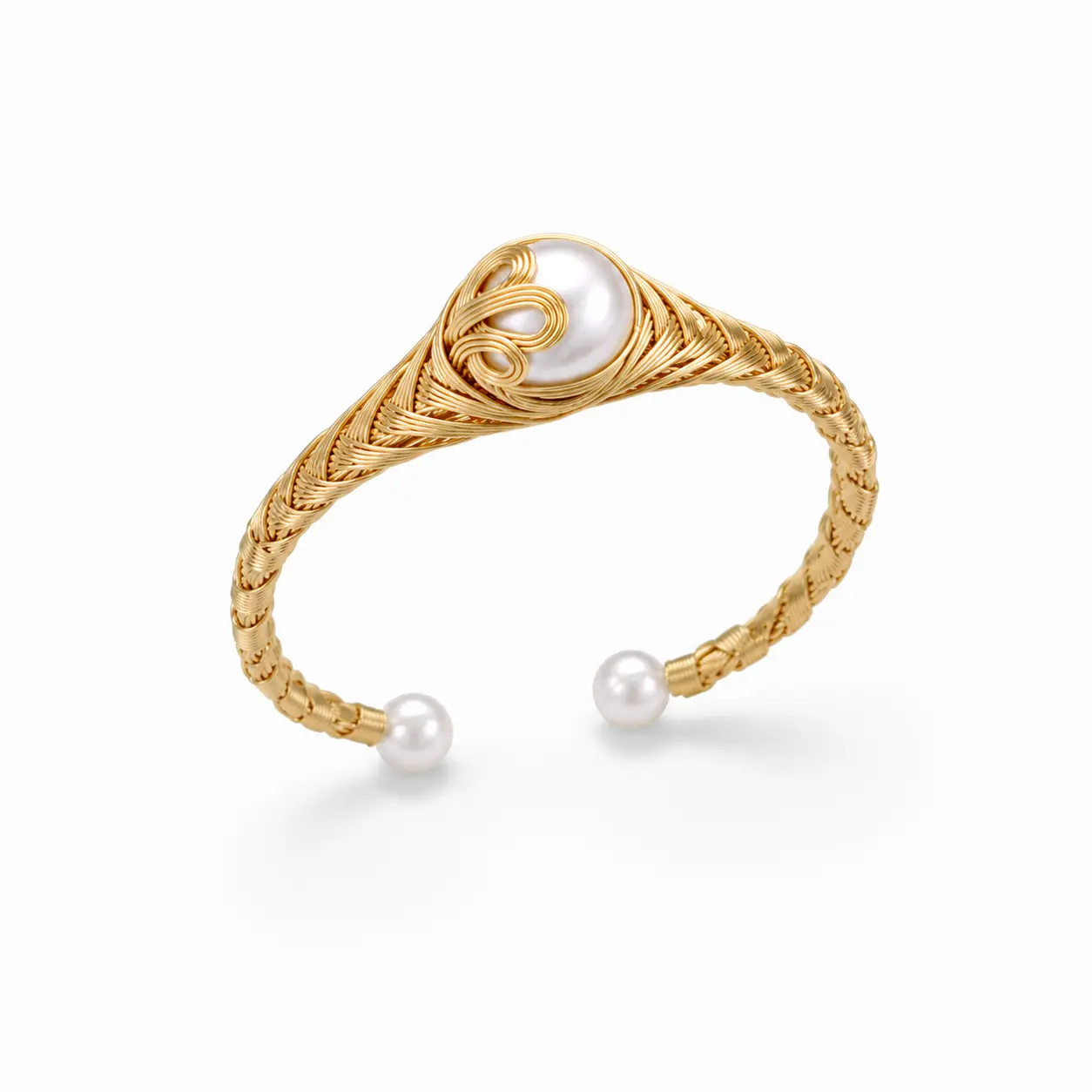 PEARLISM Handmade Edison Pearl Bracelet Gold Wire Wrapped Luxe Dainty Gift For Her-PSBG1803