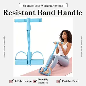 Pedal Resistance Bands with Handles | Upgraded 4-Tube Natural Rubber for Home Fitness & Strength Training