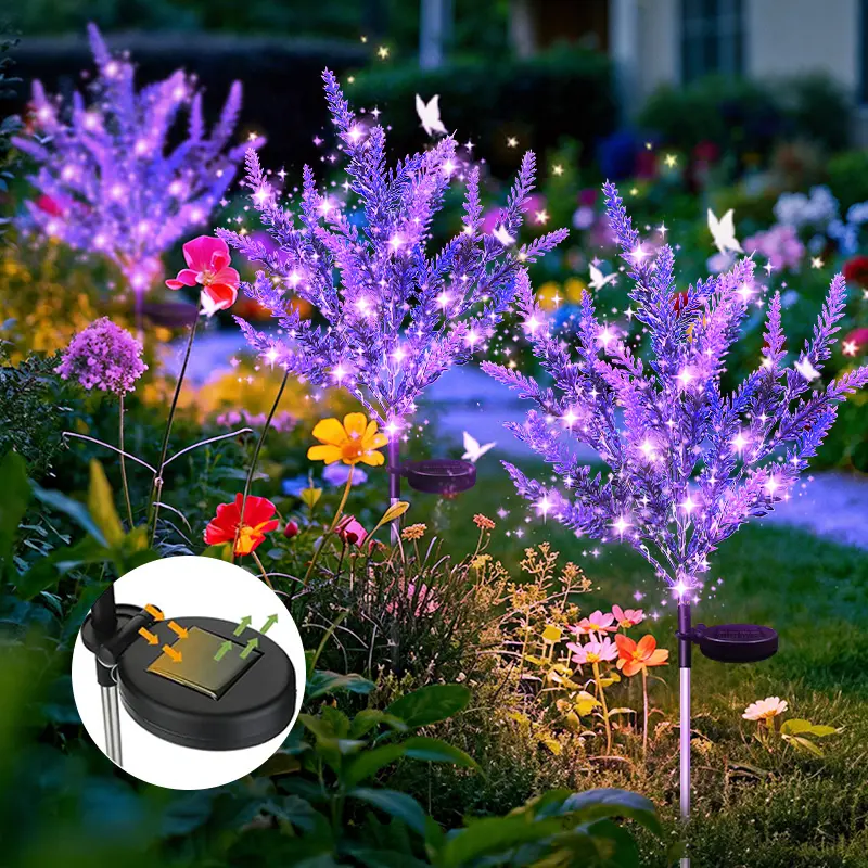 Solar Powered Lavender LED Landscape Light, Ipx4 Waterproof, No Ground Plug Needed, Outdoor Garden Decoration, Home Patio Ambiance, Outdoor Garden Lighting