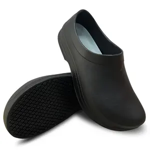 Men's & Women's Non-Slip Work Clogs for Nursing Kitchen Chef Restaurant Food Service Black Slip Resistant Waterproof Oil-Resistant Indoor Shoes