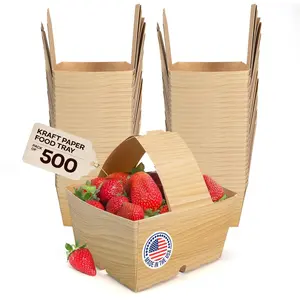 IDL Packaging 3-Pint Berry Baskets with Handles, Wood Grain Print (Pack of 500) – USA-Made, Durable Food-Safe Cardboard Containers for Fruits & Veggies – Perfect for Farmers Markets & Grocery Displays