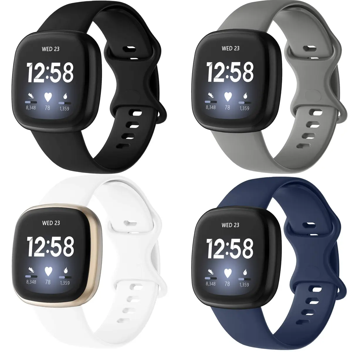 For Fitbit Versa 3/4/Sense Silicone Strap Wristband Replacement Watch Band Sport