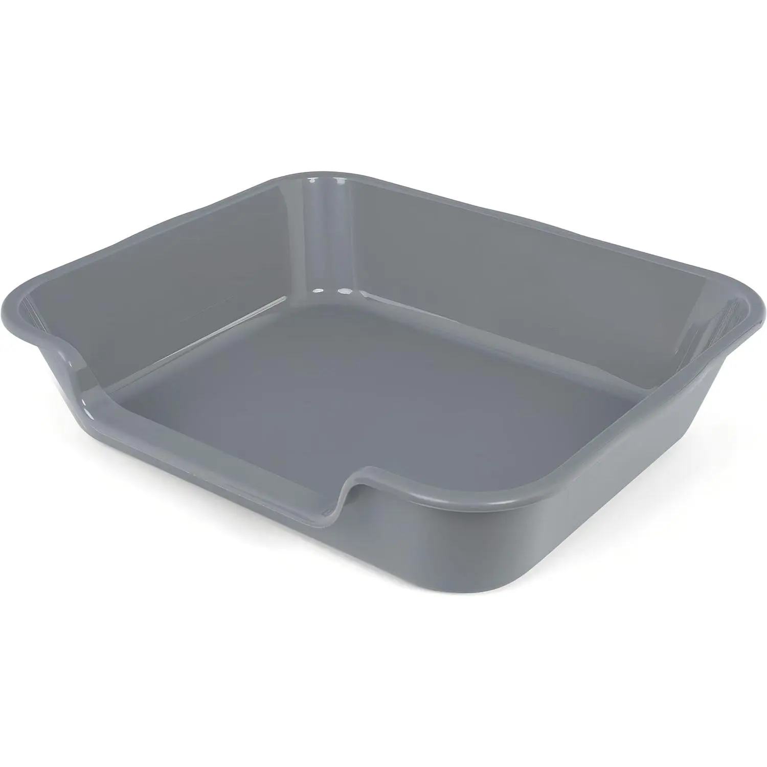 Extra Large ABS Plastic Cat Litter Box - Low Entrance, Easy Cleaning, Odor-Free, Reinforced Handle, Suitable for Senior & Large Indoor Cats, 24in L x 20in W Gray Tray