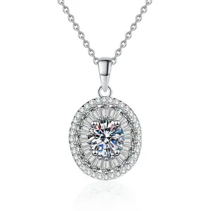 s925 necklace radiant moissanite dove egg pendant 1 carat D color moissanite necklace  Soccer Team Necklace