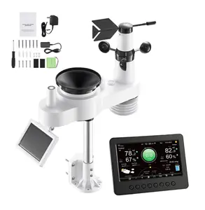7-in-1 Wi-Fi Weather Station, 7" TFT Display, Wireless Solar Sensor, Rain Gauge, Indoor Outdoor Forecast, Wind Speed, Temp & Humidity Default