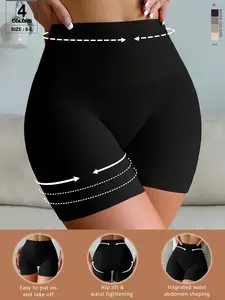 Women's Solid Color High Waisted Smooth Casual Shapewear Shorts Women's Solid Color High Waisted Smooth Casual Shapewear Shorts