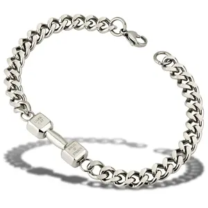 Shields of Strength Men's Stainless Steel Dumbbell Bracelet | Luke 1:37