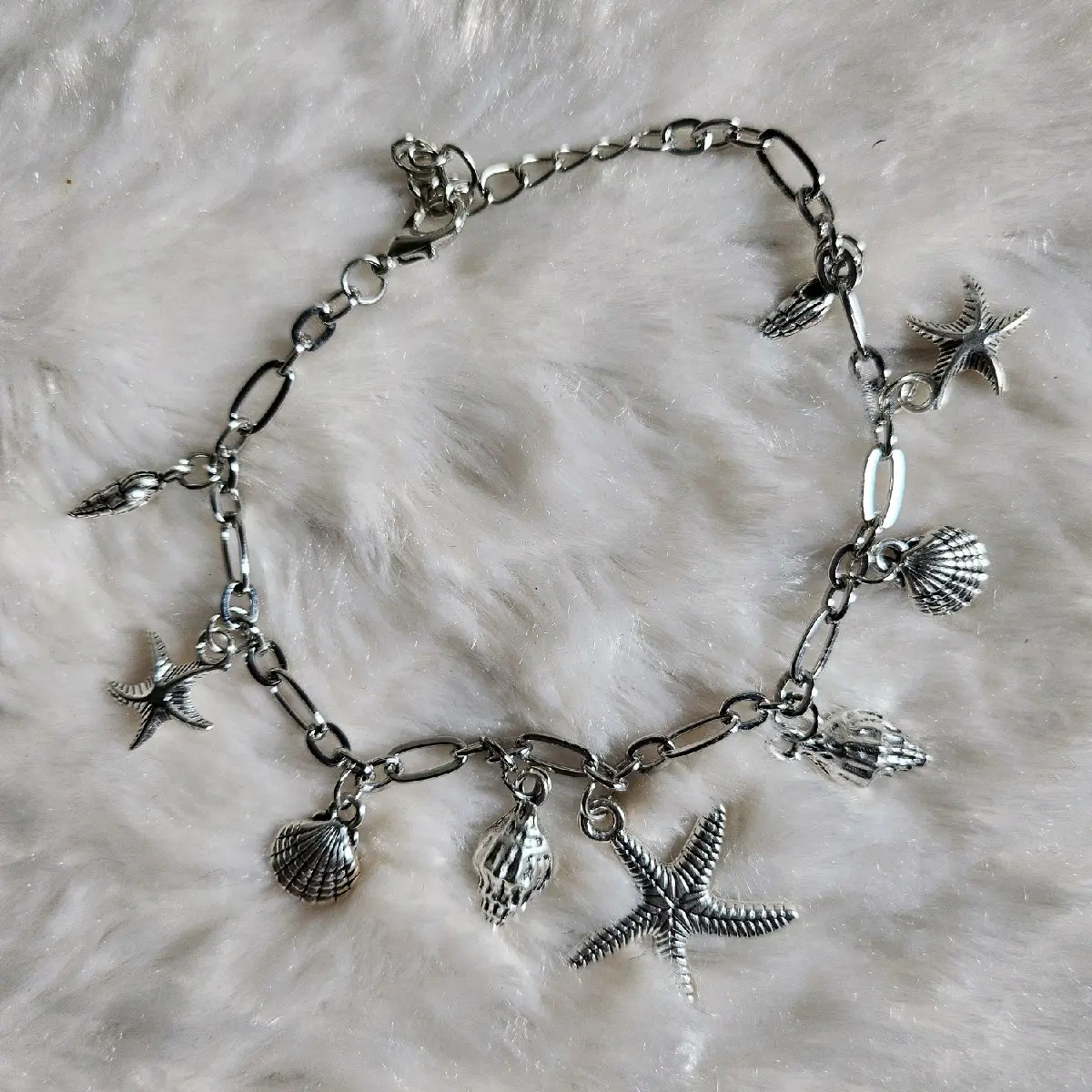 Silver Seashell Anklets