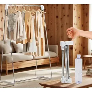 Collapsible Stainless Steel Garment Rack, Portable Folding Clothes Hanger for Travel, Space-Saving Indoor & Outdoor Storage, Durable Lightweight Clothes Airer, Easy Assembly No Tools Needed Hanging Organiser Laundry Gift Hangable mini basket