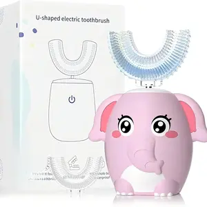 Kids U-Shaped Electric Toothbrush, Rechargeable Sonic Toothbrush for Toddlers & Babies, 6 Cleaning Modes, Comes with 1-4 Brush Heads, Full Mouth Oral Care