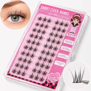 Cluster Lash Kit with Bottom Eyelashes Fairy Individual Lashes C Curl Natural Eyelash Extensions 10-12mm 60 pcs Natural Self-Adhesive Eyelash Kit No Glue DIY Lash Kit Press on Lash cluster Lashes Soft Eyelashes for Daily !