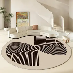 Abstract Line Pattern Round Rug, Modern Geometric Minimalist Rug, Abstract Area Rugs, 1 Count Non-slip Soft Floor Mat, Decorative Carpet for Home Living Room Bedroom Study Room