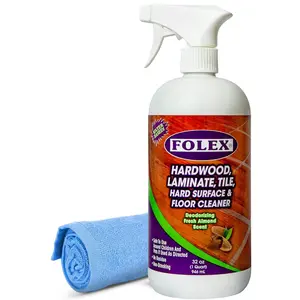 FOLEX Floor Cleaner 32 oz – Hardwood, Laminate, Tile & Multi-Surface – Streak-Free, Residue-Free, Fresh Almond Scent – Includes Reusable Cleaning Cloth – 1 Pack