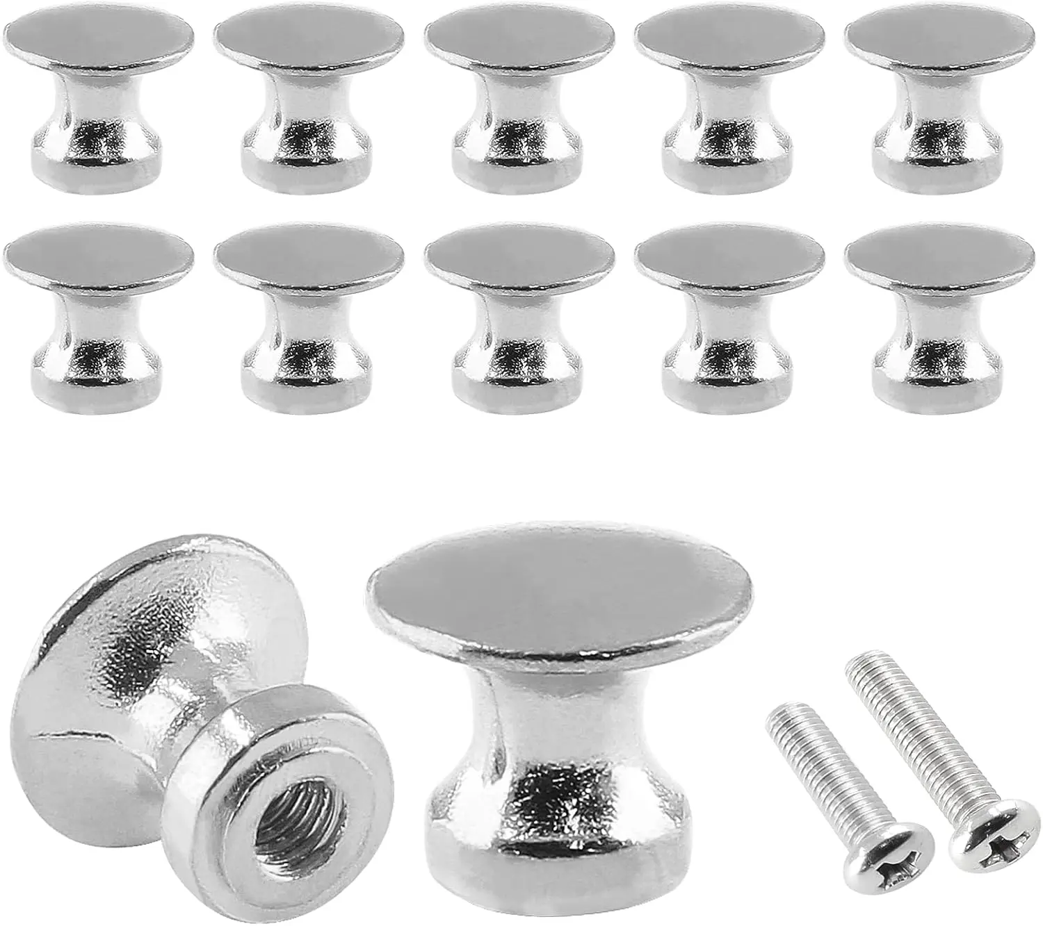 12 Pcs Mini Cabinet Knobs 1/2 Inch Dia Silver Drawer Knobs Handles Mini Knobs for Jewelry Box Gift Ca