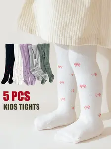 Girls' Pantyhose Set, Tights Stretch Set, Soft & Comfortable Skin-Friendly Design, Perfect for Spring & Fall Daily Wear, Pack of 5 Pieces