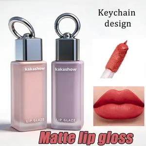 6Pcs Matte Lip Gloss Keychain Set - Mini Travel Size Liquid Lipstick, Long-Lasting Non-Sticky, Waterproof & Smudge-Proof, Cute Portable Key Ring Design for Purse, Ideal Gift for Women and Girls【1】