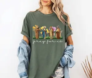 Pray For Us Shirt, Catholic Saints Shirt, Catholic Saints Gift, Floral Women Religious T-Shirts, Catholic Shirts All saints Day, Inspirational Gift