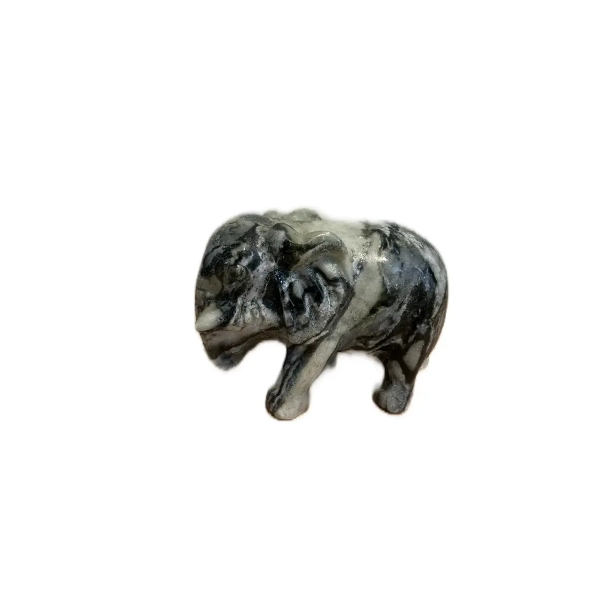 Natural Moss Agate Quartz Carved Elephant Statue