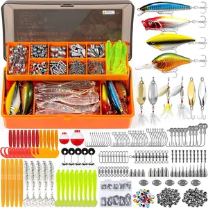 353/404 PCS Fishing Lures, Upgrade Fishing Tackle Box with Tackle Included, Crankbaits, Hooks, Weights, Other Accessories, Fishing Lure Bait Gear Equipment Kit Gift for Men Freshwater Bass
