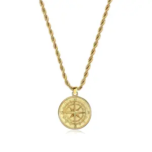 Compass Pendant Necklace (Gold)
