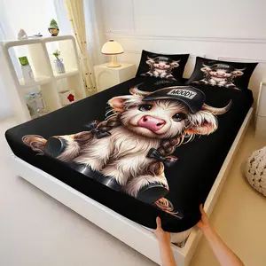 Moody Bedding Set with 2 Coreless Pillowcases, Cute Pet Print Sheets & Pillows, Durable Wrinkle-Resistant