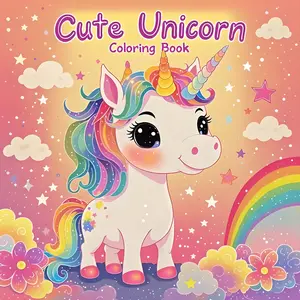 Unicorn-Themed Hand-Drawn Coloring Book, Thick Paper, 24 Pages, Ideal Gift for Adults & Teens, Fun Art Activity, Perfect Present