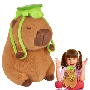 Capybara Plush Toy Cute Stuffed Animal with Green Turtle Bag, 9 Inch Plush Toy for Girls and Boys, Ideal Birthday Gift