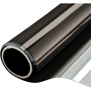 Window Film One Way Mirror Tint Vinyl Daytime Privacy Static Non-Adhesive Decorative Heat Control Anti UV Window Covering for Home and Office Black Silver