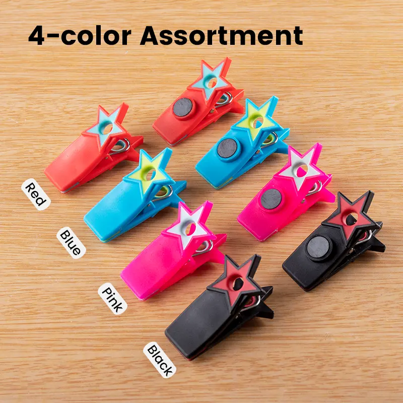 8pcs Plastic Star-Shaped Magnetic Refrigerator Magnet Clips Set, Food-Grade Resealable Bag Clips, Airtight Snacks Sealer, Lemon-Themed Kitchen Organization Gadgets (Ideal as a Gift)